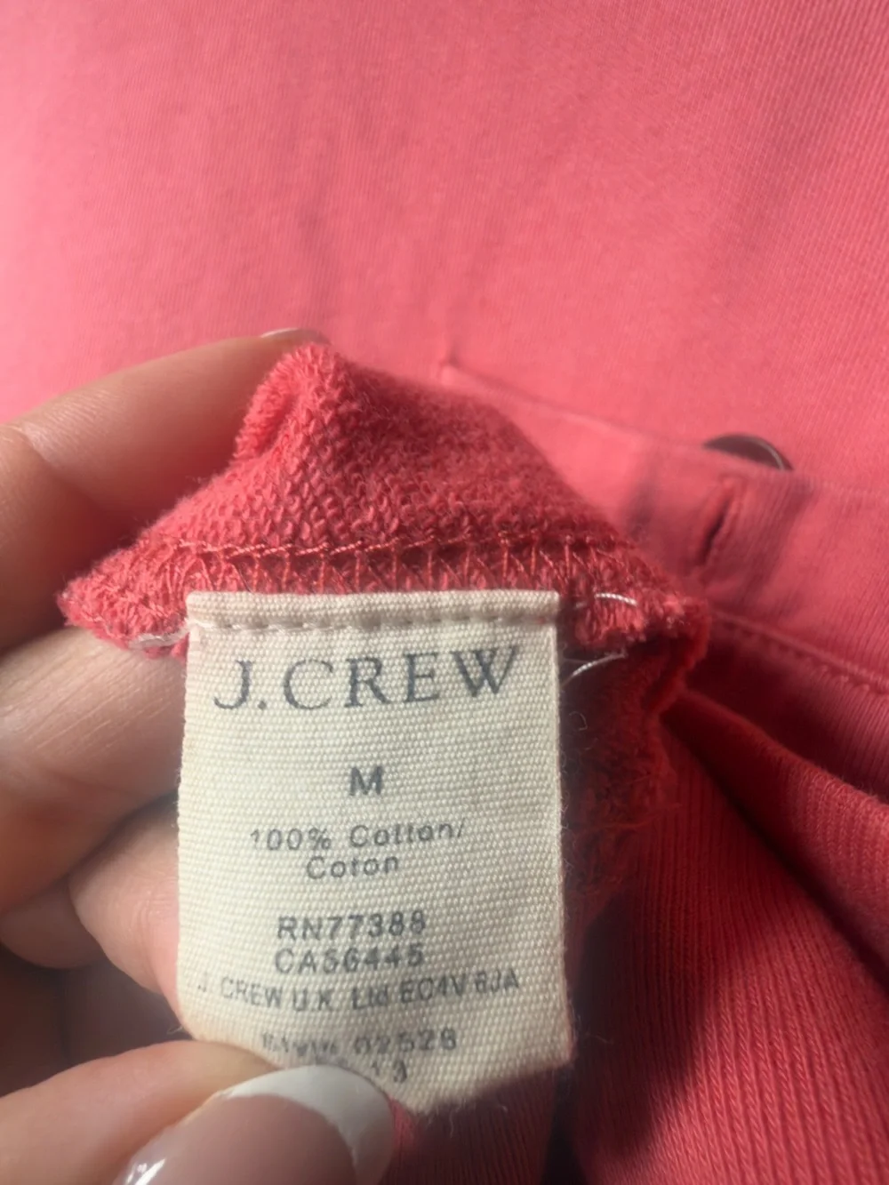 J. Crew Coral Crewneck Sweatshirt with Chest Pocket